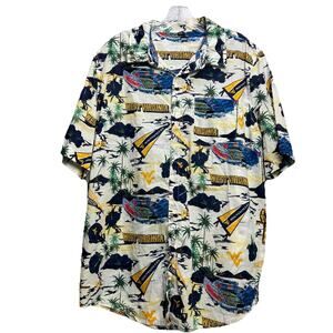 West Virginia Mountaineers Shirt Men XL WVU Hawaiian Floral Button Down